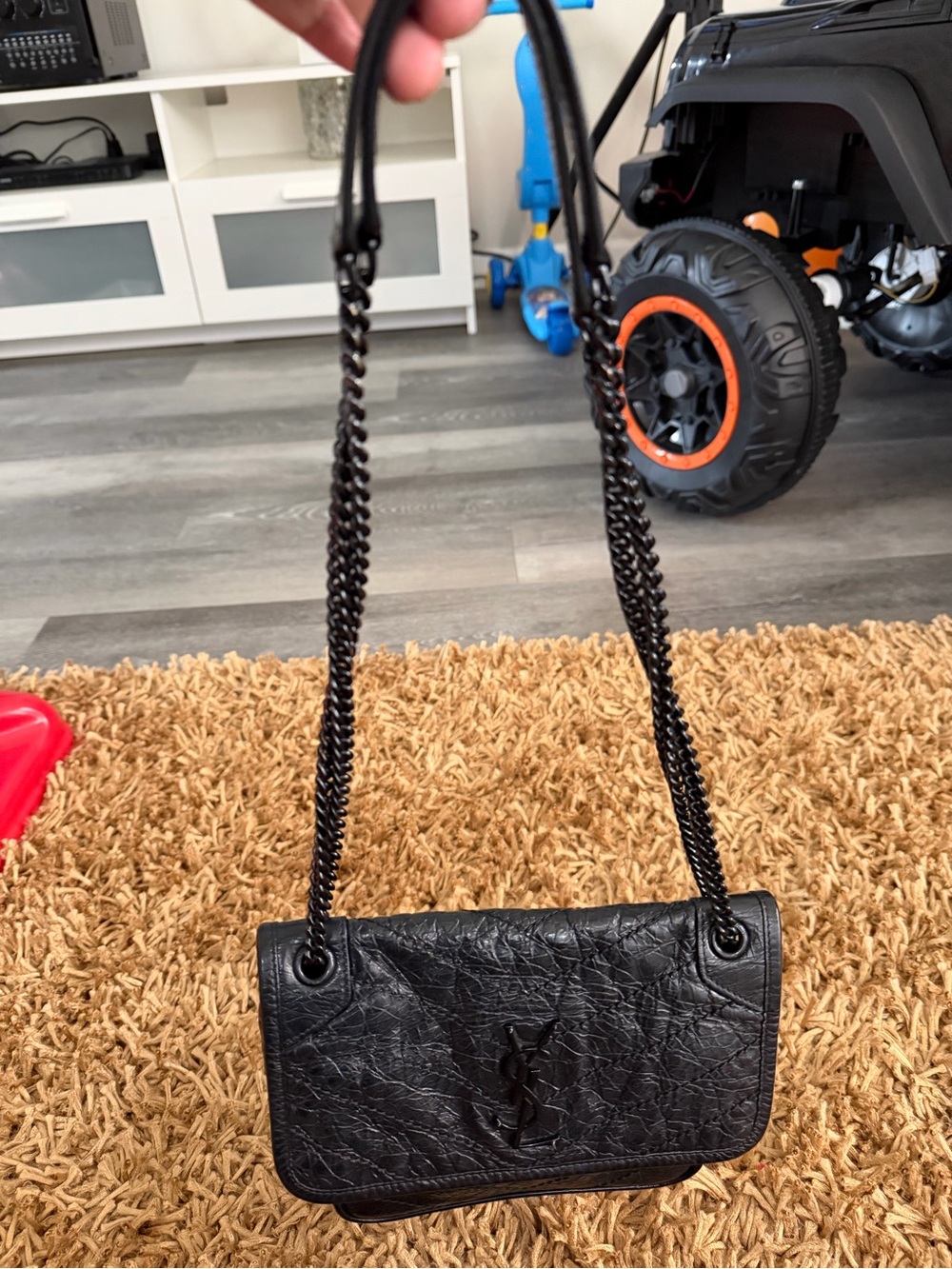 Niki baby in vintage leather black
